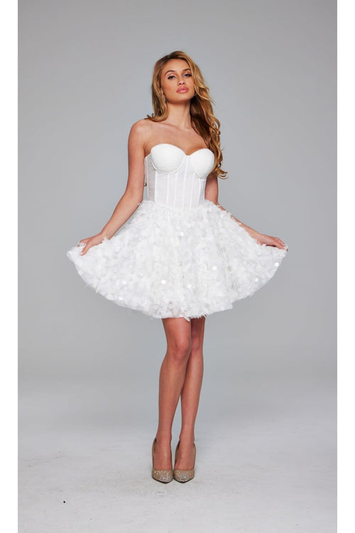 Jovani Strapless Short White Hoco Dress 38248 - Black / 4 - Apparel & Accessories > Clothing > Dresses