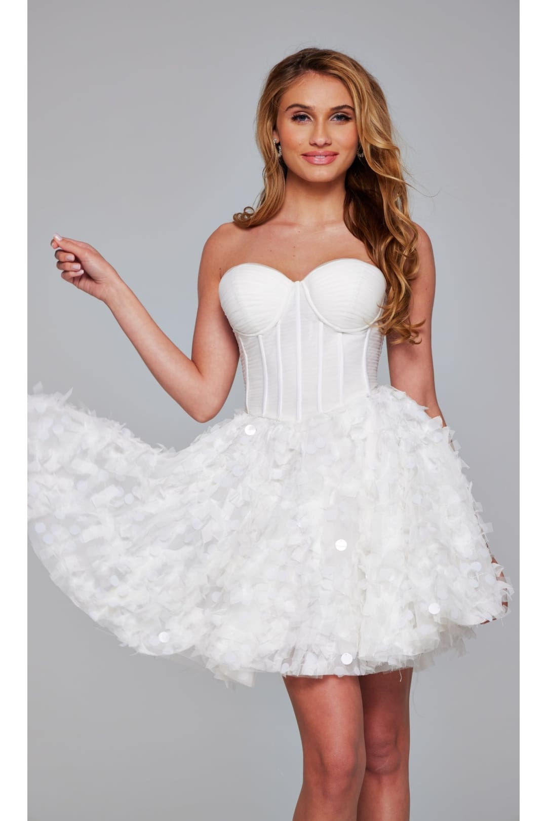 Jovani Strapless Short White Hoco Dress 38248 - Off White / 00 - Apparel & Accessories > Clothing > Dresses