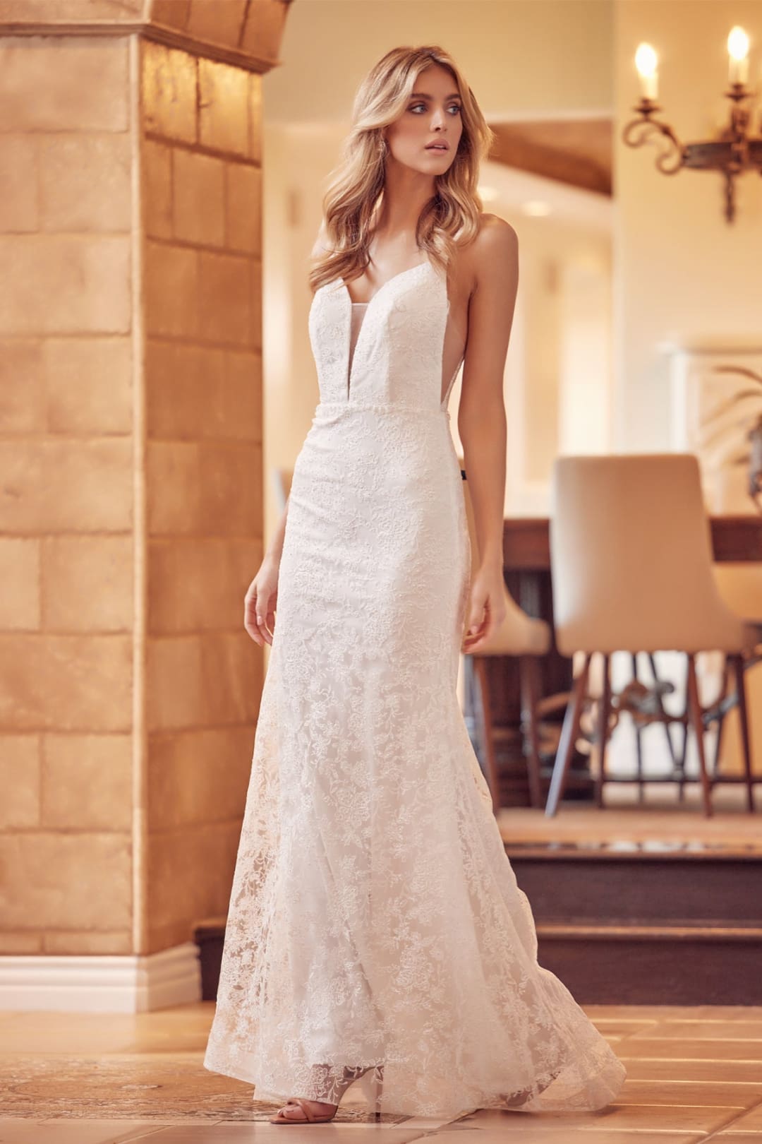 Juliet 272W Spaghetti Straps V-neck Wedding Reception Bridal Gown - Dress
