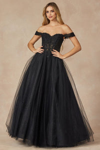 Juliet 280 Sweetheart Embroidered A-line Evening Prom Formal Dress - BLACK / XS