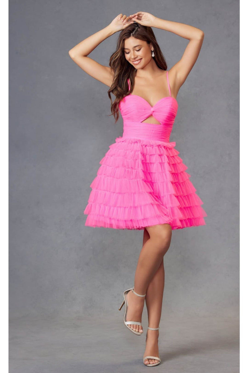 Kentucky Derby Dress Race Outfit in Neon Pink by Juliet JT921H Neon Pink / 4