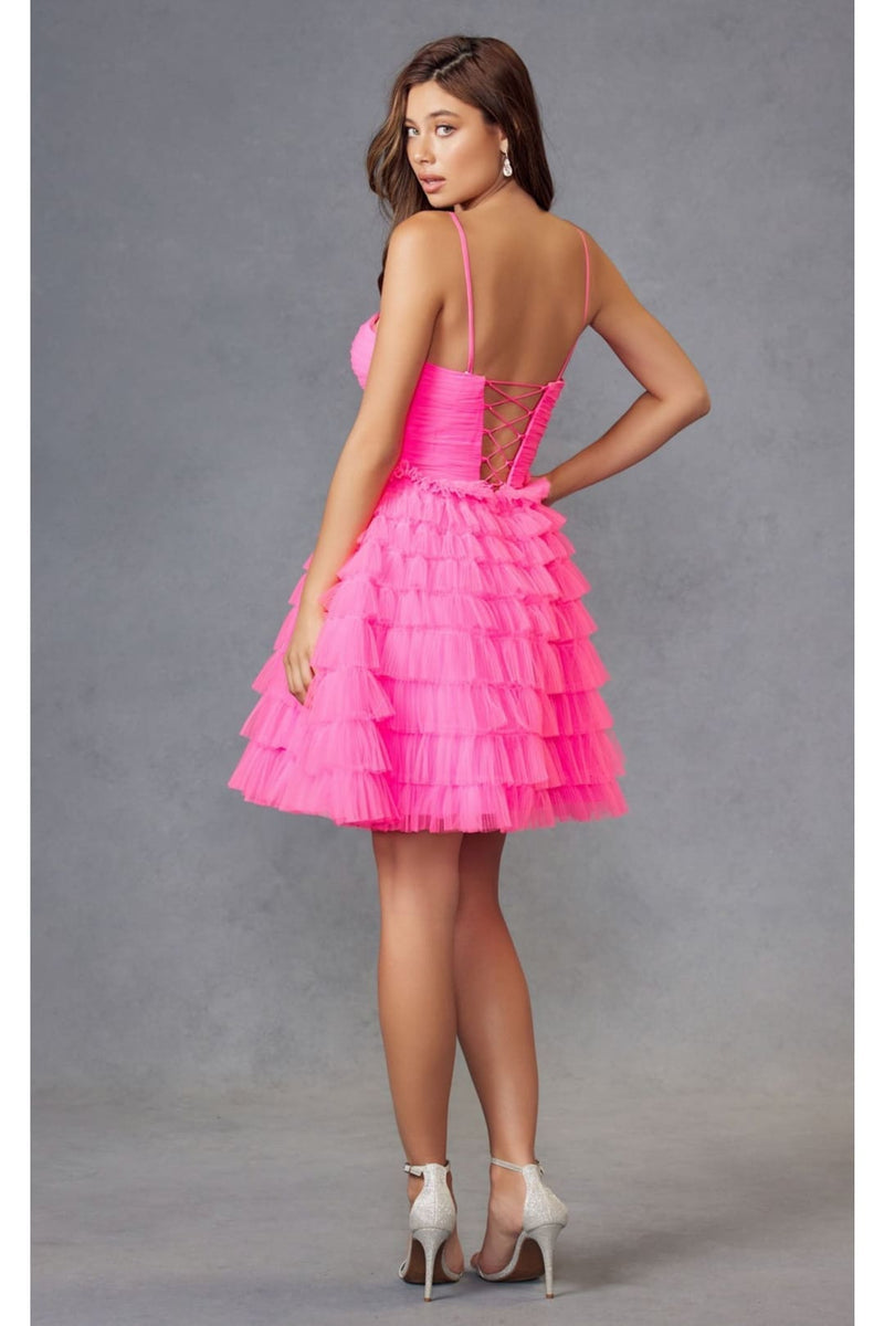 kentucky derby mini dress Kentucky Derby Dress Race Outfit in Neon Pink by Juliet JT921H Neon Pink / 4