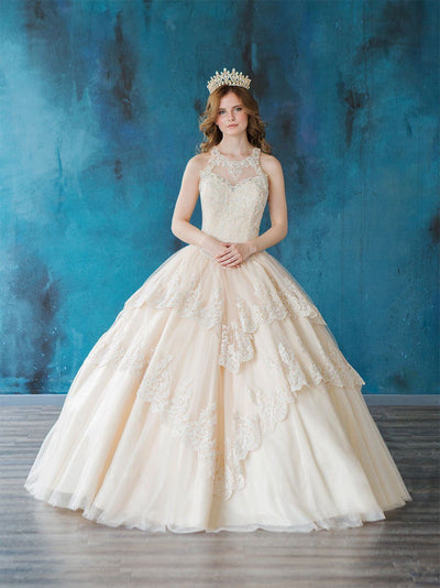 Lace Applique Illusion Quinceañera Dress Calla KY75208