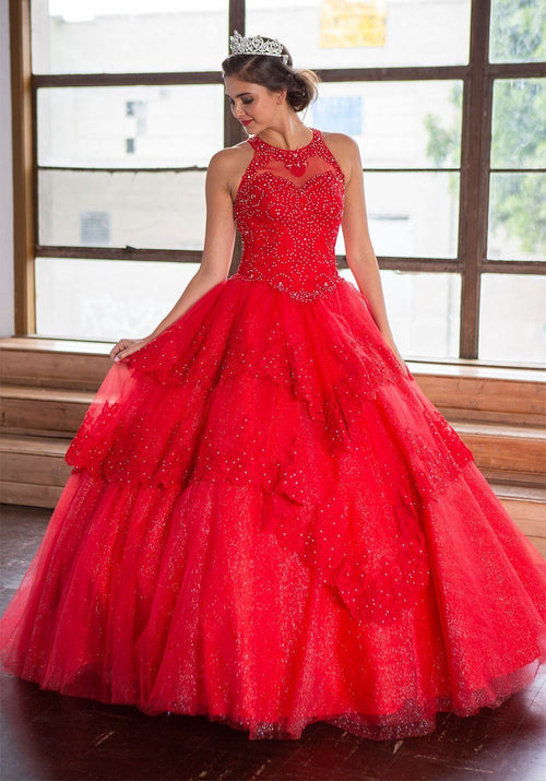 Lace Applique Illusion Quinceañera Dress Calla KY75208