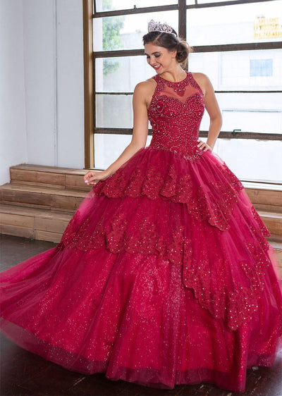 Lace Applique Illusion Quinceañera Dress Calla KY75208
