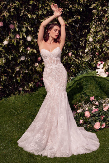 Off Shoulder Lace Mermaid Wedding Dress by Andrea & Leo WL031