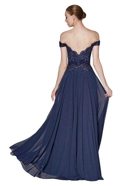 Ladivine 7258 - Chiffon Lace Embellished A-Line Gown - Prom