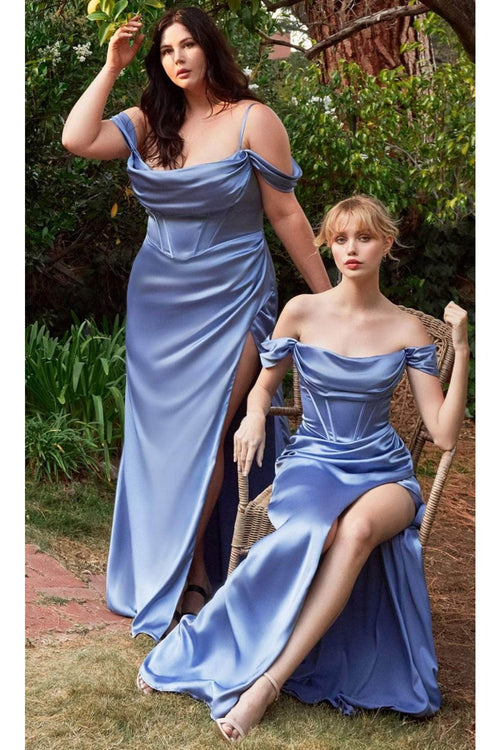 Ladivine 7492C - Off Shoulder Corset Evening Gown - Prom