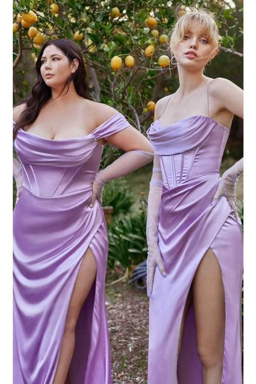 Ladivine 7492C - Off Shoulder Corset Evening Gown - Prom