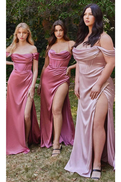 Ladivine 7492C - Off Shoulder Corset Evening Gown - Prom