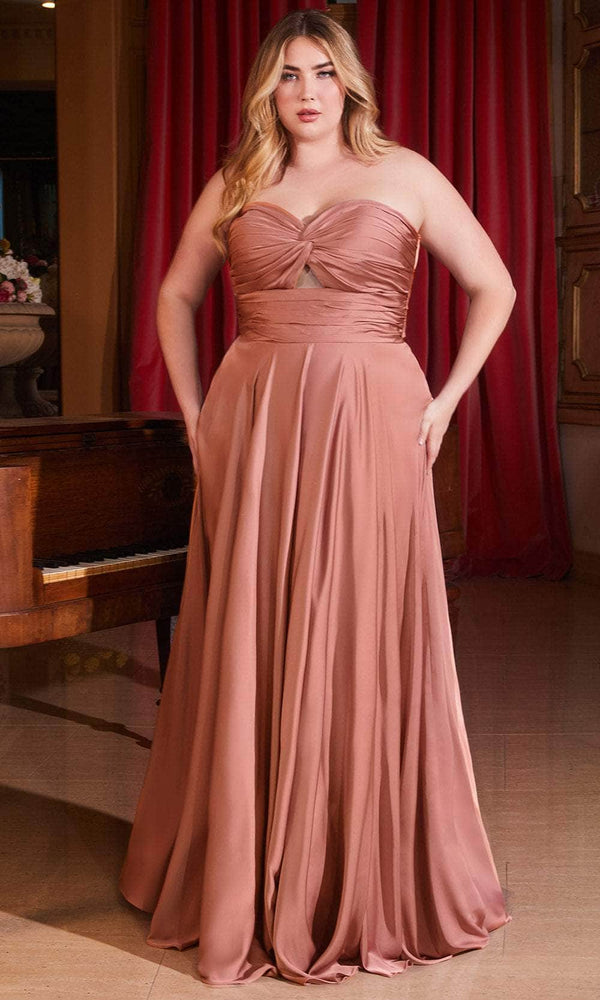 Ladivine 7496C - Sweetheart Knotted Evening Gown - Mauve / 16 - Prom