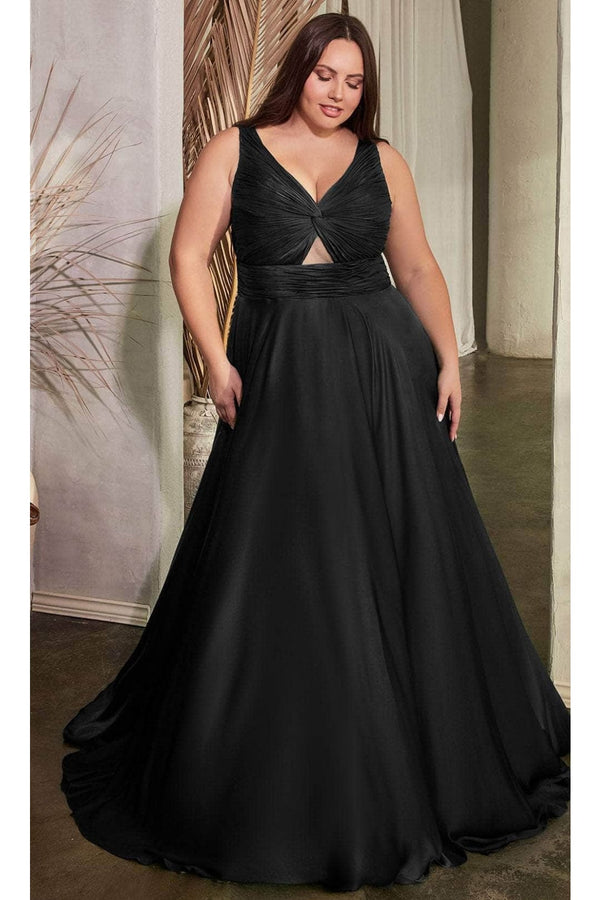 Ladivine 7497C - V-Neck Gown with Knot Details - Prom
