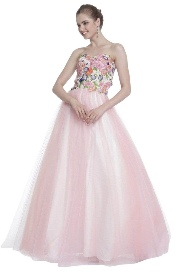 Ladivine 7637 - Floral Lace Sweetheart Long Formal Gown - Prom