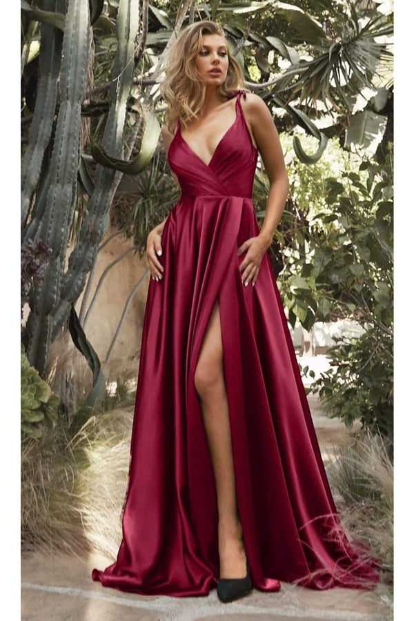 Ladivine BD105 - Flowy Satin A-Line Gown - Prom