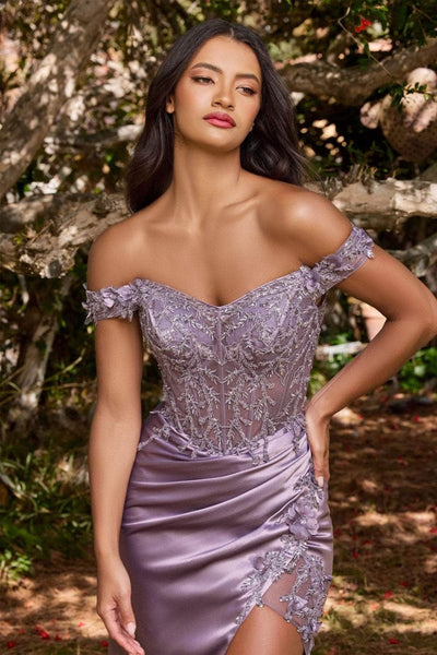 Ladivine by Cinderella Divine Dresses - Ladivine CD0186 - Romantic Floral Off-Shoulder Gown - Prom