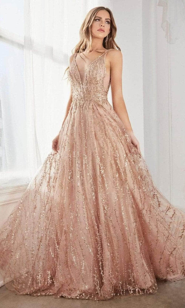 Ladivine C32 - Glitter Lace A-Line Evening Gown - Prom