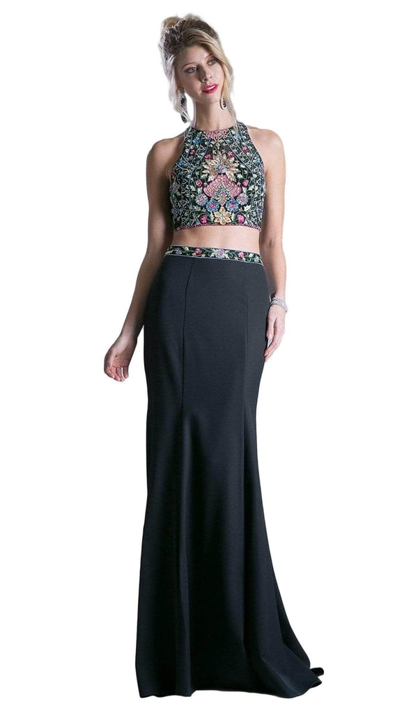 Ladivine C80312 - Floral Embroidered Two-Piece Formal Dress - Prom