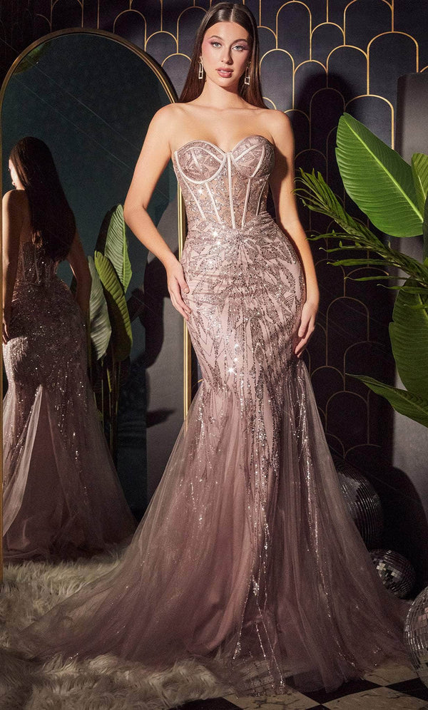 Ladivine CB116 - Strapless Beaded Mermaid Gown - Prom
