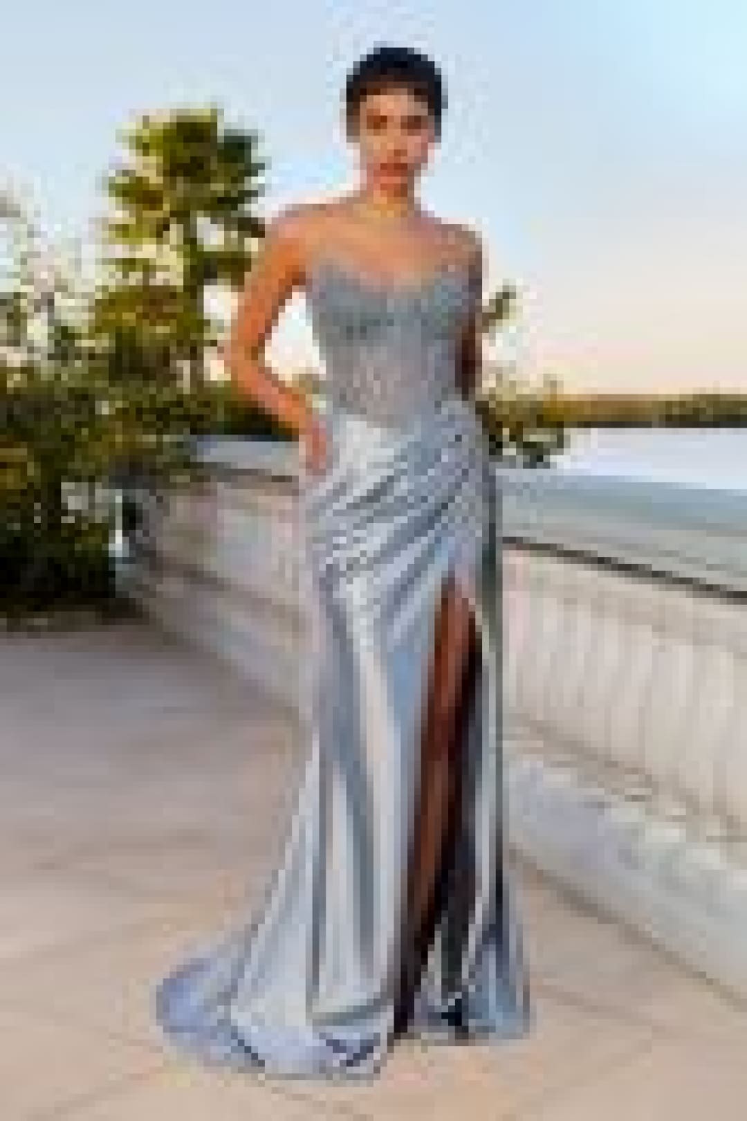 Ladivine CC467 Dress - Smoky Blue / Dress
