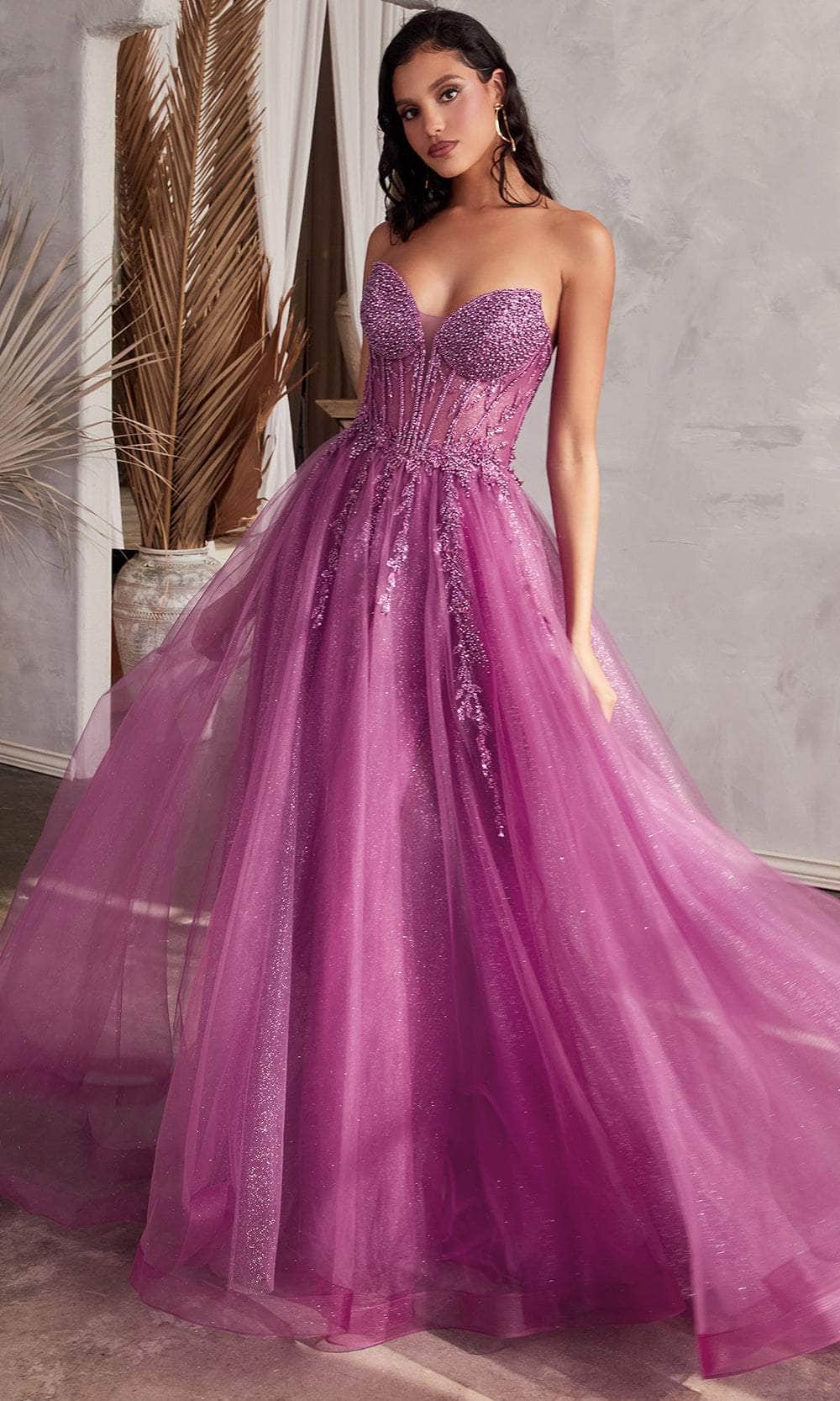 Ladivine by Cinderella Divine Dresses - Ladivine CD0230 Embellished Appliqué A-Line Gown - Prom