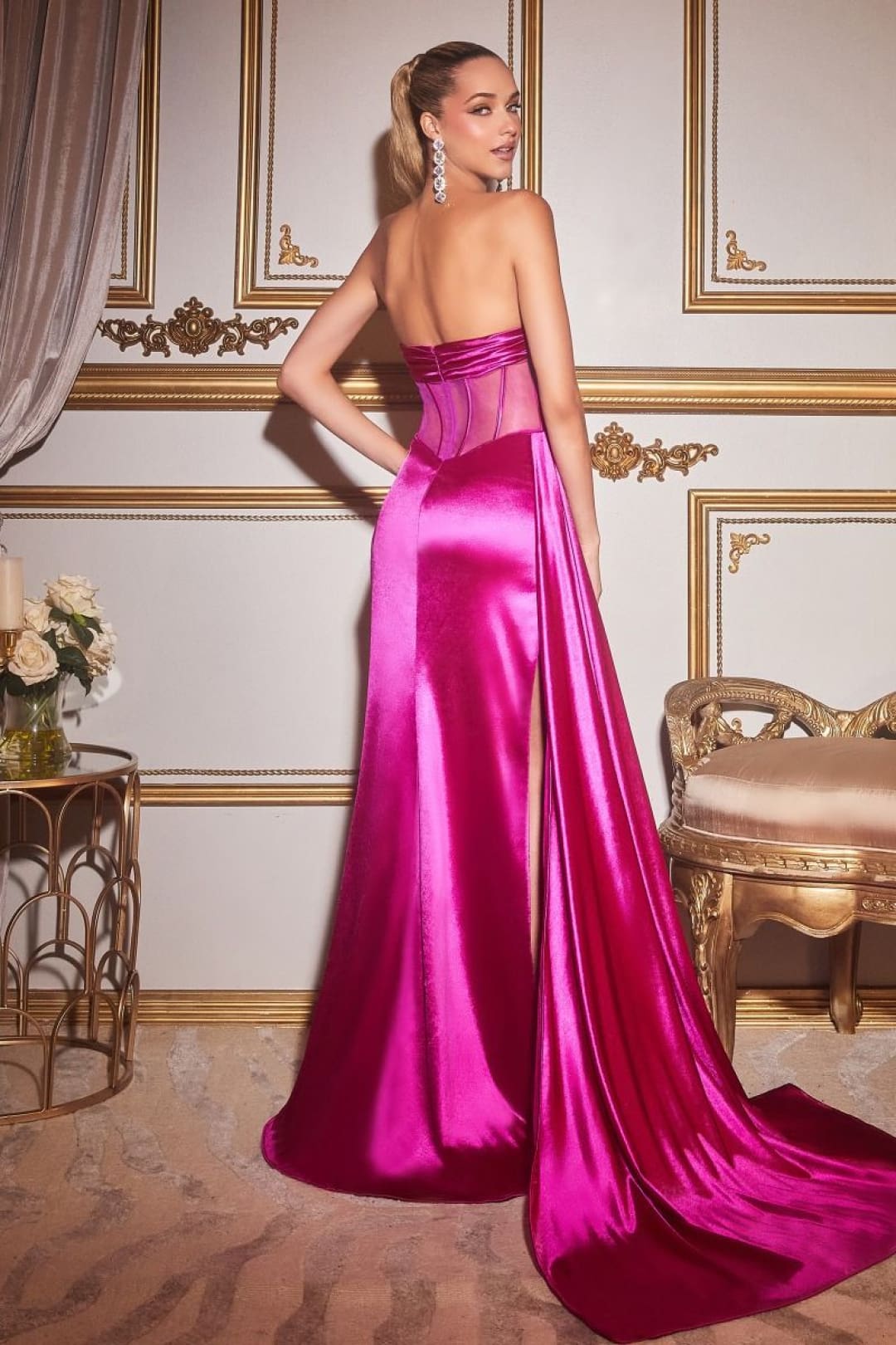 Ladivine CD269 Classic Prom Gown with Sheer Corset - Prom