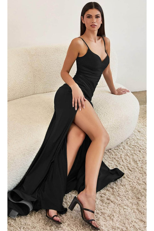 Ladivine CD3208 - Sweetheart Satin Prom Formal Gown - Black / 6 - Prom