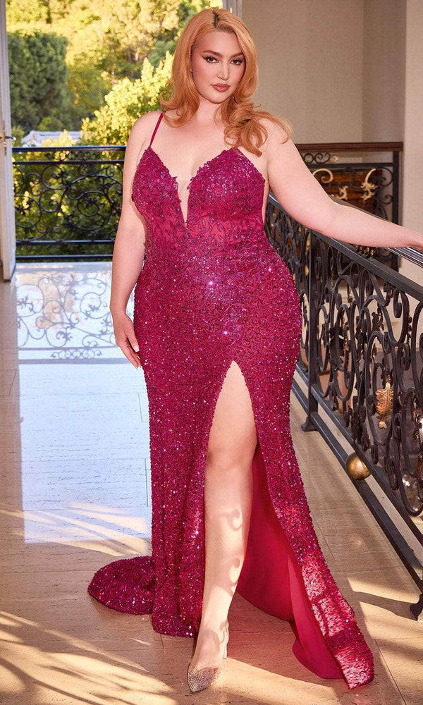 Ladivine - Embroidered Sequin Sleeveless Gown - Prom