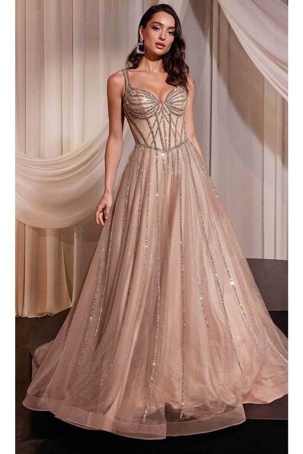 Ladivine CD849 - Glitter Tulle Evening Gown - Prom