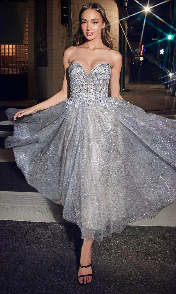 Ladivine CD871 - Strapless A-Line Prom Dress - Prom