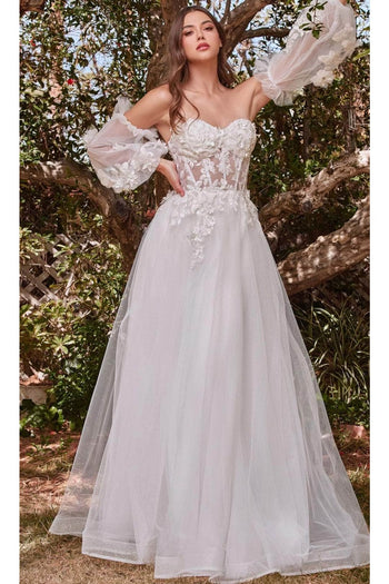 Ladivine CD962W - Strapless Lace Tulle Wedding Dress - Prom
