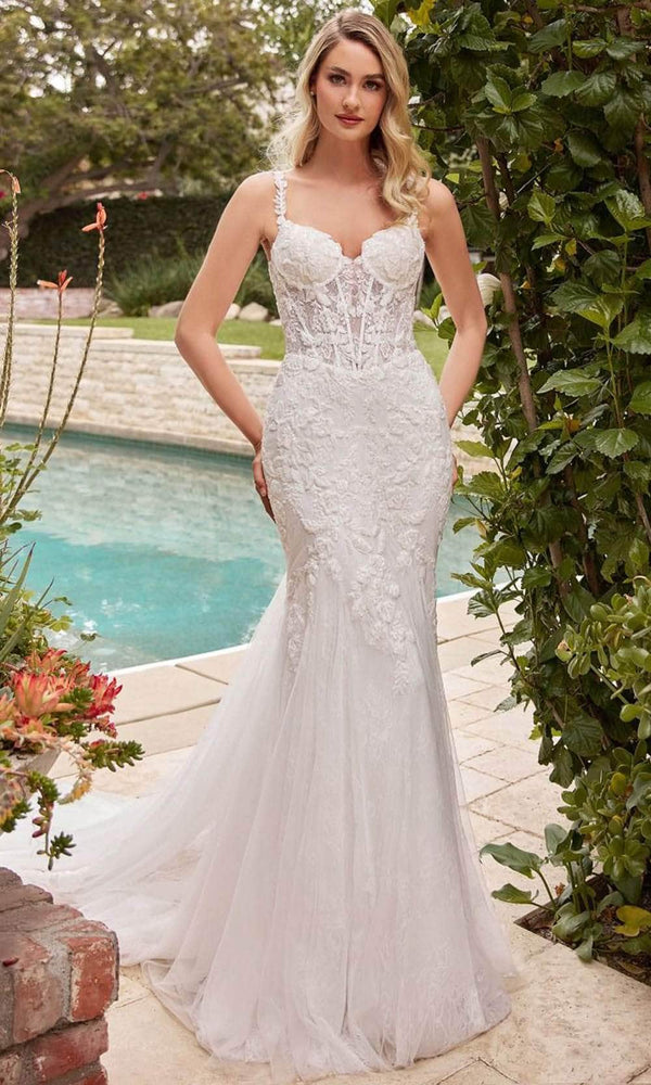 Ladivine CDS432W - Sleeveless Lace Bridal Gown - Prom