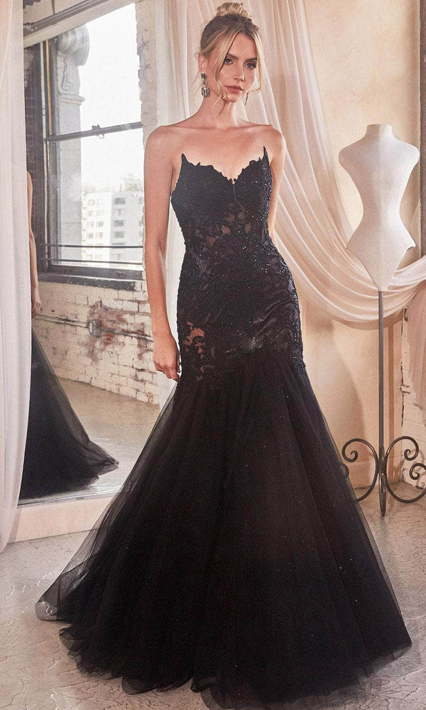 Ladivine CDS482 Strapless Embroidered Mermaid Gown - Prom