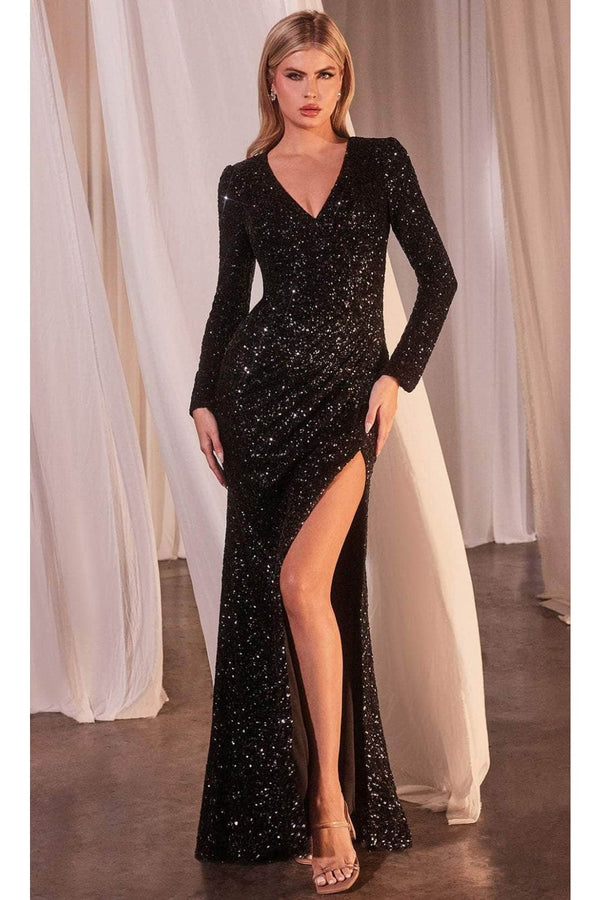 Ladivine CH054 – Sequin Surplice V-Neck Prom Dress - Prom