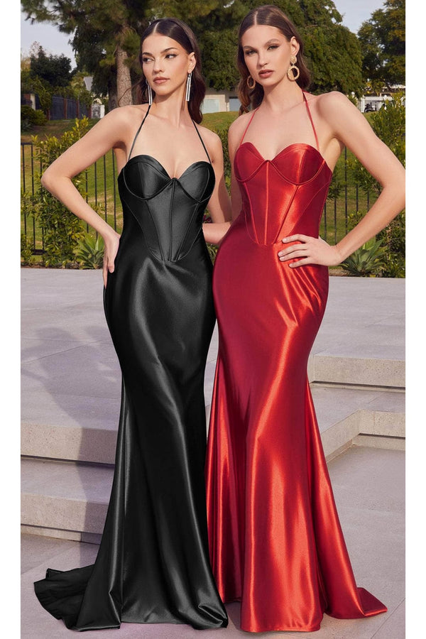 Ladivine CH112 - Bustier Satin Strapless Prom Dress - Prom
