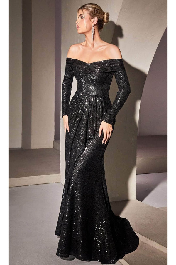 Ladivine CH135 - Sequin Off-Shoulder Evening Dress - Prom