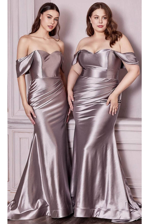 Ladivine CH163C - Metallic Satin Prom Dress - Prom