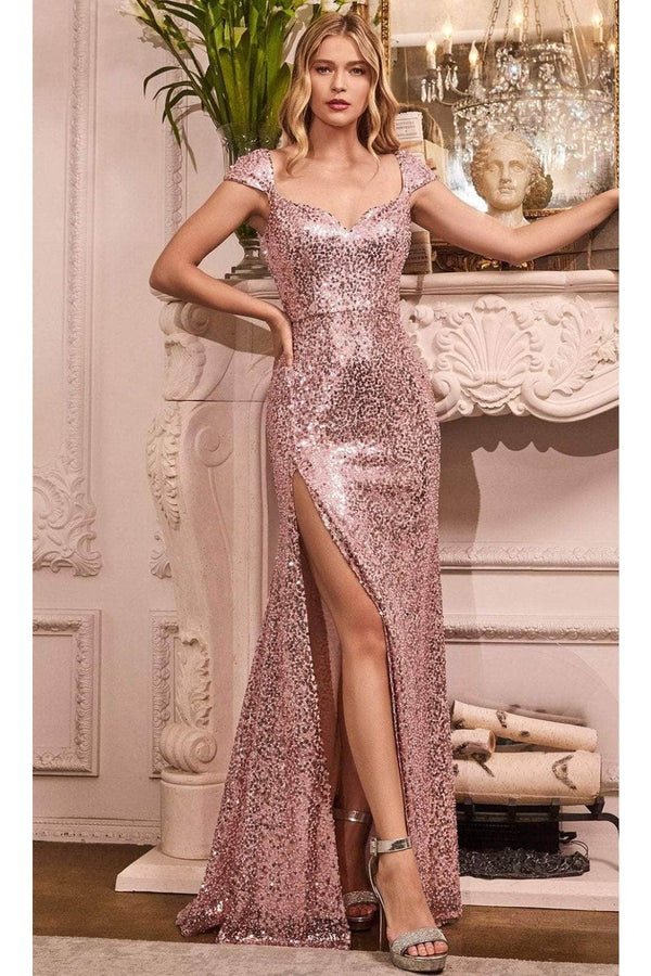Ladivine CH171 - Cap Sleeve Sequin Prom Evening Gown - Prom