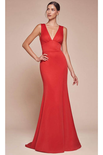 Ladivine CH395 – Sleeveless Prom Dress with Cutout Back - Prom