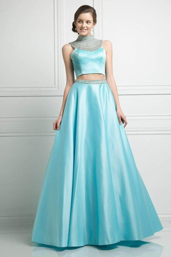Ladivine CK67 - Beaded High Neck Two-Piece Long Gown - Prom