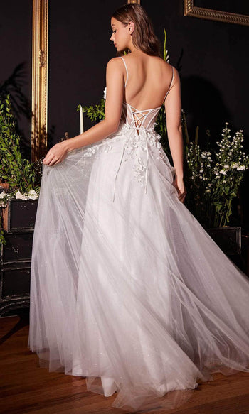 Ladivine CM321W - Floral Sleeveless Bridal Gown - Prom