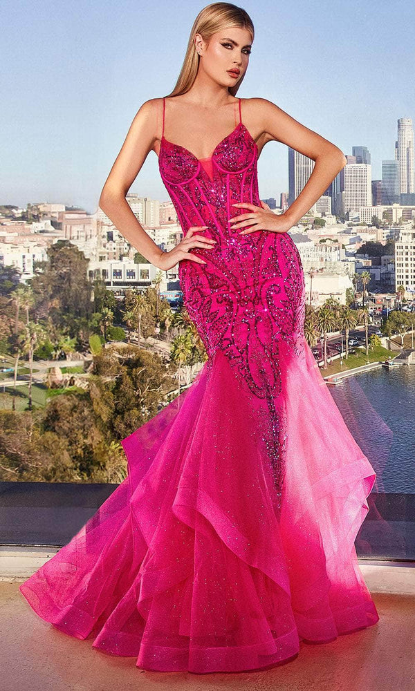 Ladivine CM353 - Sequin V-Neckline Prom Evening Gown - Prom