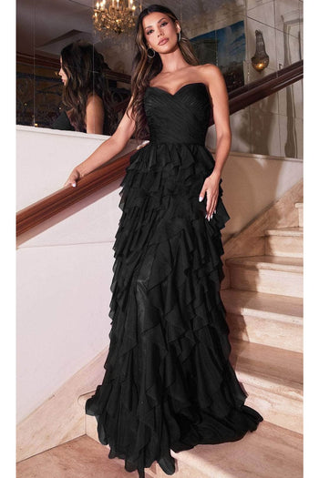 Ladivine CZ0027 – A-Line Evening Dress with Ruffles - Prom