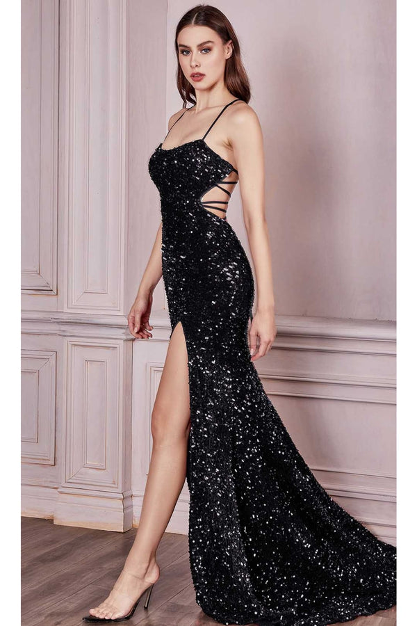 Ladivine HT168 – Sparkling Sequin Scoop Neck Gown - Prom