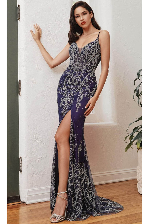 Ladivine J837 Classic Plunging V-Neck Prom Dress - Prom