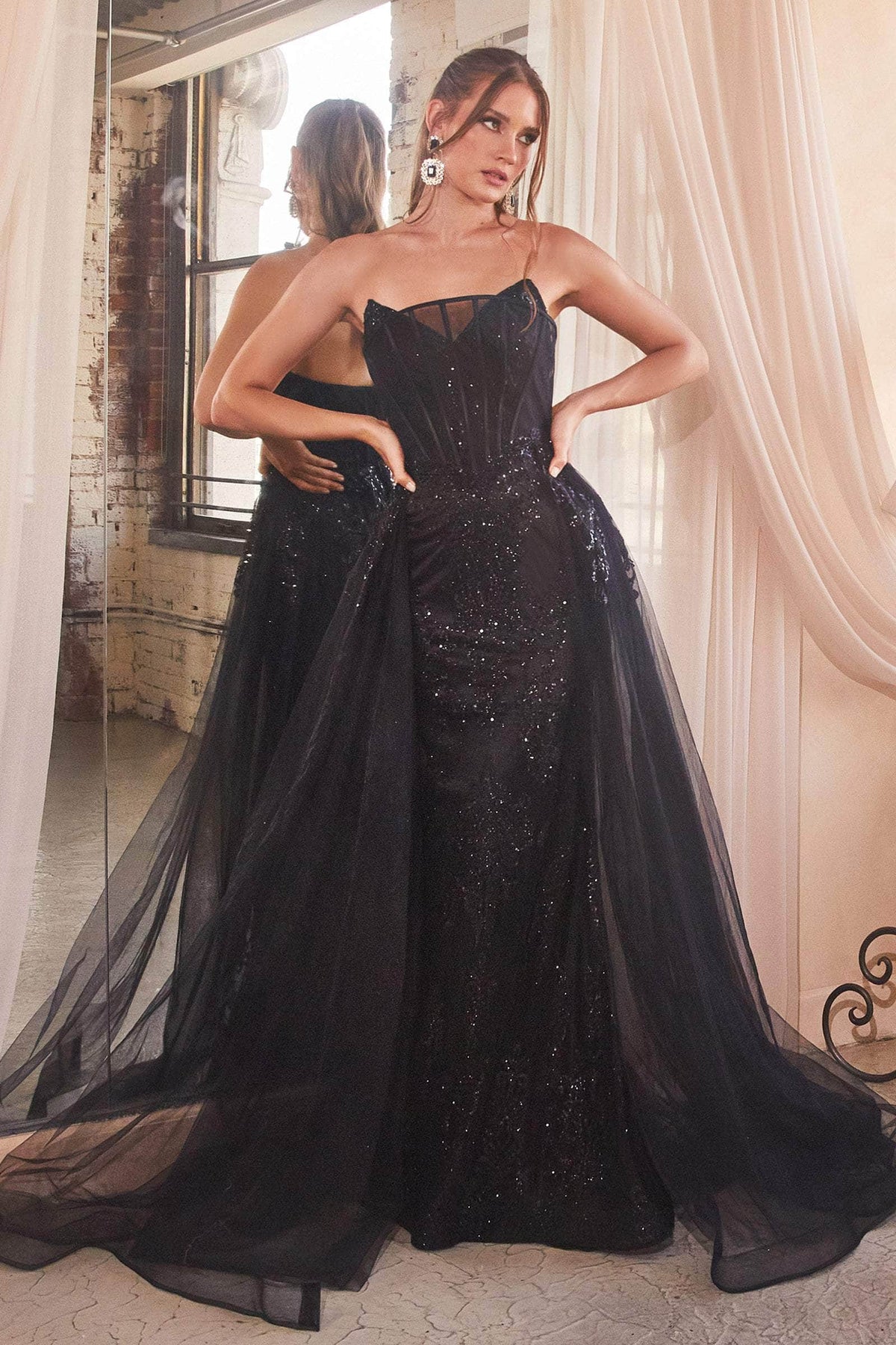 Ladivine J858 – Embroidered Off-Shoulder Sheath Dress - Prom