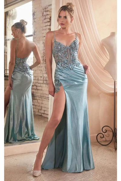Ladivine Prom Dress Long Formal Evening Gown CDS439 - Dusty Blue / 2 - Dress