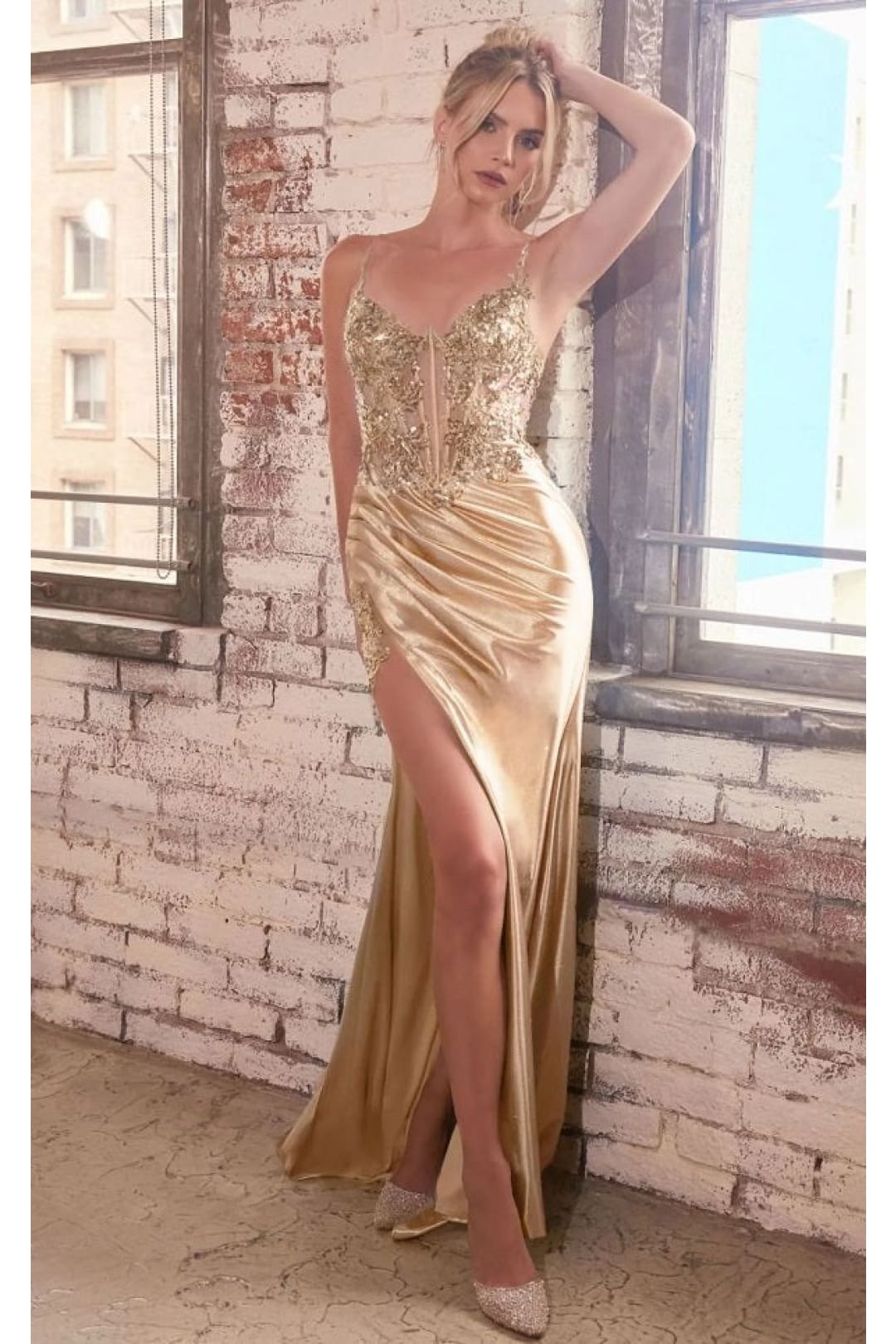 Ladivine Prom Dress Long Formal Evening Gown CDS439 - Gold / 2 - Dress