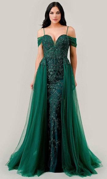 Ladivine SF009 - Cold Shoulder Sequin Gown - Prom