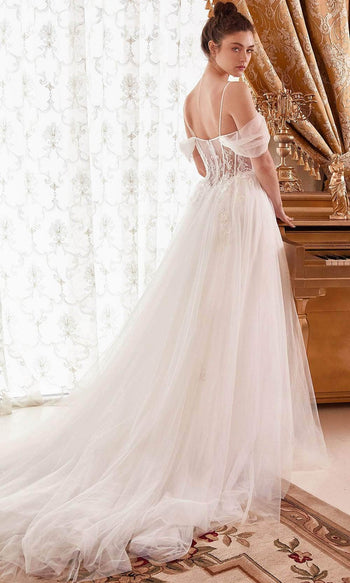 Ladivine WN307 - Embellished Off-Shoulder Bridal Dress - Prom