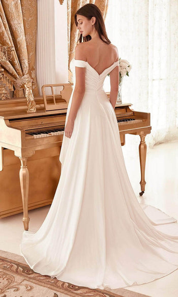 Ladivine WN315 - Off-Shoulder Ruched Bridal Gown - Prom